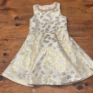 Max Studio Christmas party dress, size 4 gold and cream